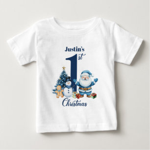 Personalised Baby Boy's 1st Christmas Santa T-Shirt