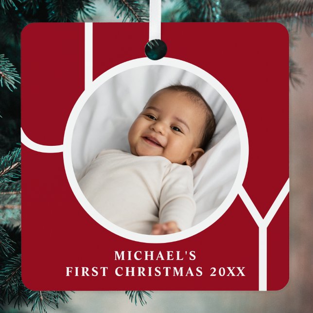 Personalised Baby Boy's First Christmas Photo  Metal Tree Decoration (Creator Uploaded)
