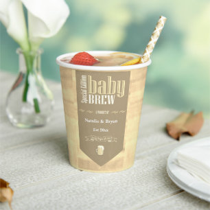 Personalised Baby Brew Beer Label Funny Shower Paper Cups