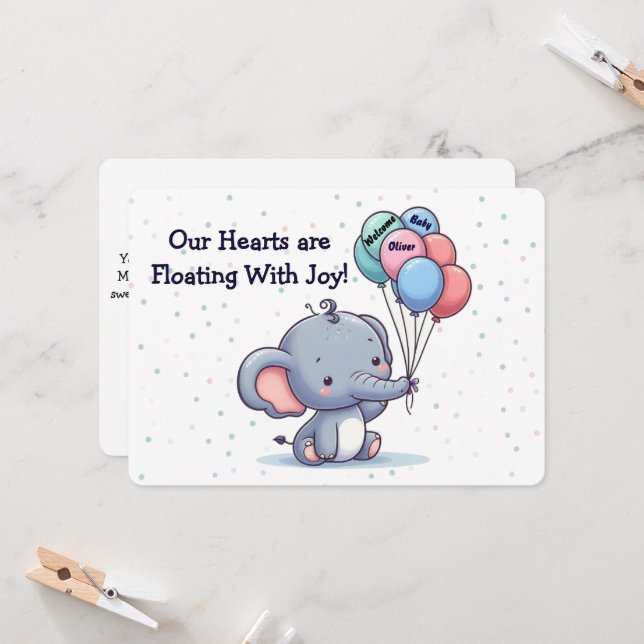 Personalised Baby Congratulations Card (Front/Back In Situ)