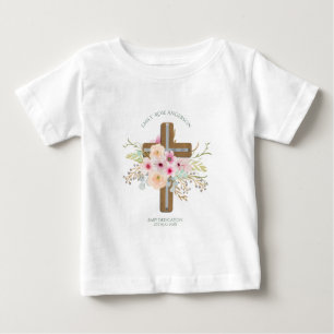 Personalised BABY Dedication Floral Cross Baby T-Shirt