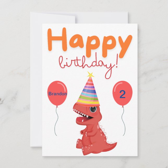 Personalised Baby Dinosaur Birthday Card (Front)