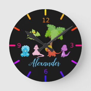 Personalised Baby Dinosaur & Friends Round Clock