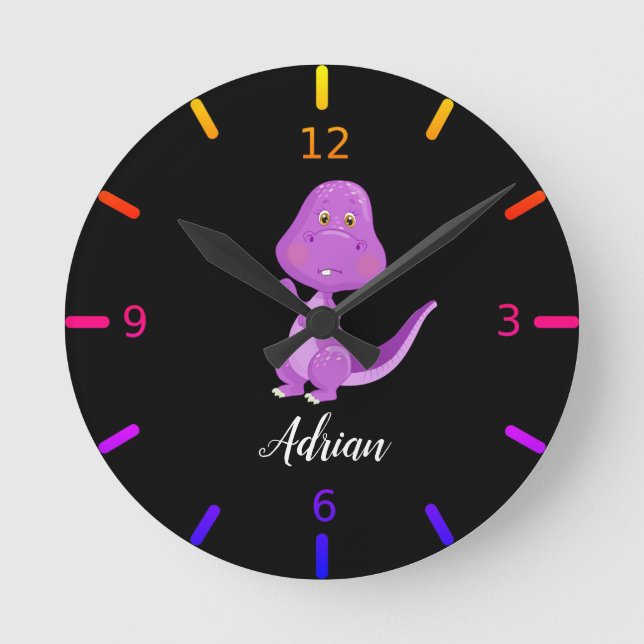 Personalised Baby Dinosaur Round Clock (Front)