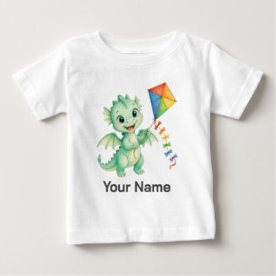 Personalised Baby Dragon Holding Kite Kids T-Shirt