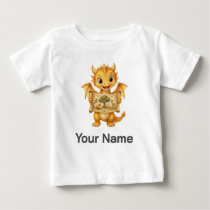Personalised Baby Dragon Holding Parchment Scroll T-Shirt