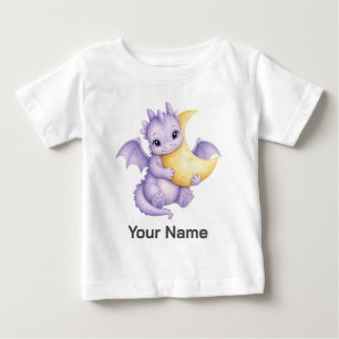 Personalised Baby Dragon Hugging Moon T-Shirt