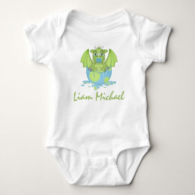 Personalised Baby Dragon Jersey Bodysuit (Front)