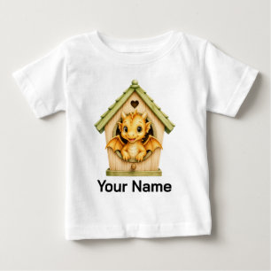 Personalised Baby Dragon Peeking From Birdhouse T-Shirt