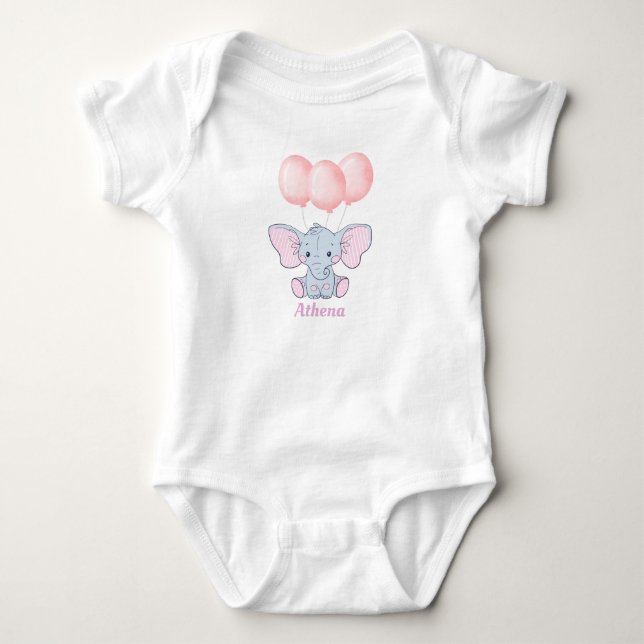 Personalised  Baby Elephant Baby Bodysuit (Front)