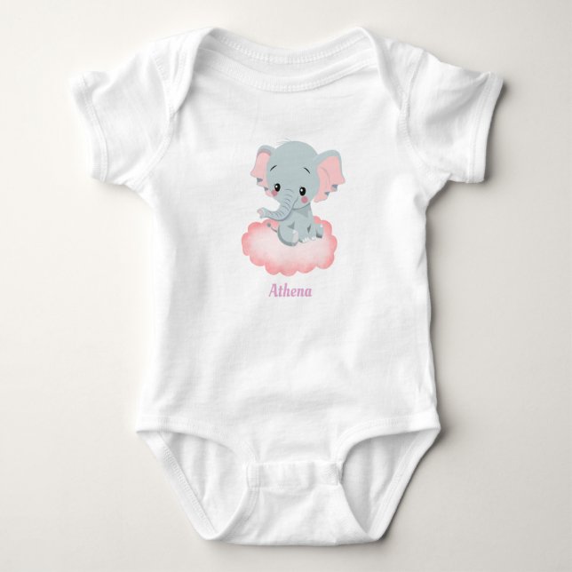 Personalised Baby Elephant  Baby Bodysuit (Front)
