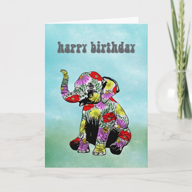 Personalised Baby Elephant Birthday Card (Front)