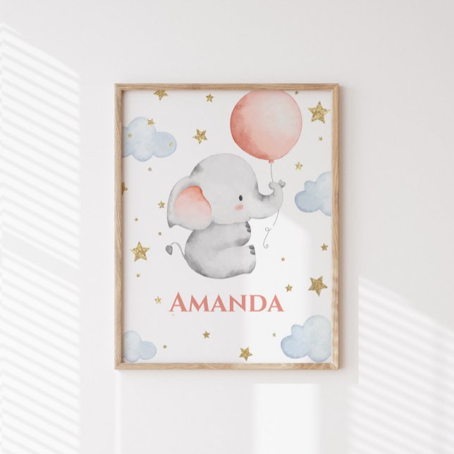 Personalised Baby Elephant Custom Name Poster (Creator Uploaded)