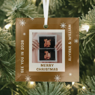 Personalised Baby Expecting Pregnancy Christmas Glass Tree Decoration