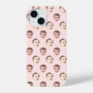 Personalised Baby Face 2 Photos Light Pink iPhone 15 Case