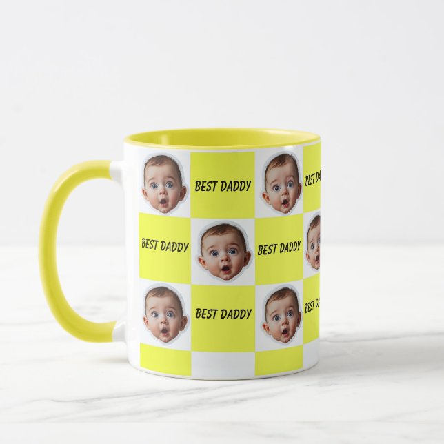  Personalised Baby Face Mug – Custom "Best Daddy"  (Left)
