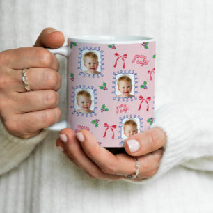 Personalised Baby Face Photo Collage Christmas Coffee Mug