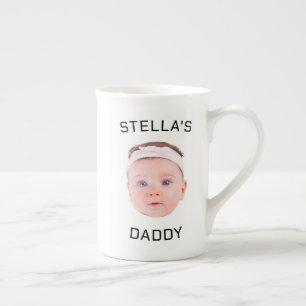 Personalised Baby Face Photo Dad Gift Bone China Mug