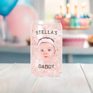Personalised Baby Face Photo Dad Gift Can Glass
