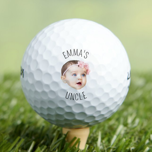 Personalised Baby Face Photo For New Uncle Golf Balls (Creator Uploaded)