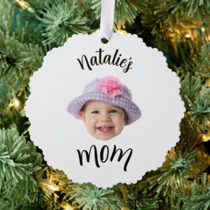 Personalised Baby Face Photo Name New Mum  Tree Decoration Card