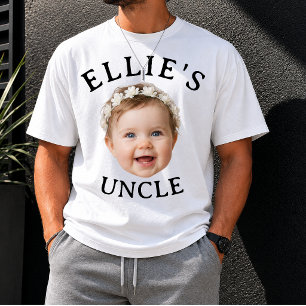 Personalised Baby Face Uncle Custom photo gift T-Shirt