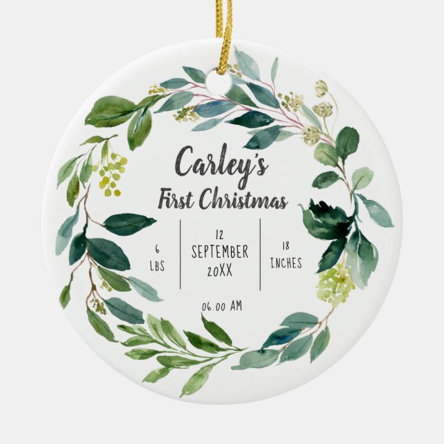 Personalised Baby First Christmas Ceramic Ornament (Front)
