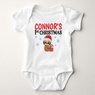Personalised Baby First Christmas Cute Sloth Baby Baby Bodysuit