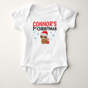 Personalised Baby First Christmas Cute Sloth Baby Bodysuit