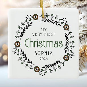 Personalised Baby First Christmas Nordic Ceramic Ornament