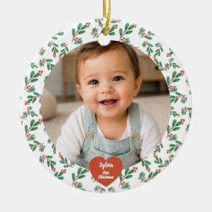Personalised Baby First Christmas Photo Ceramic Tree Decoration