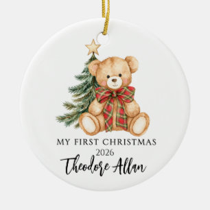 Personalised Baby First Christmas Teddy Bear Ceramic Tree Decoration