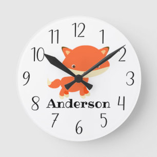 Personalised Baby Fox Round Clock