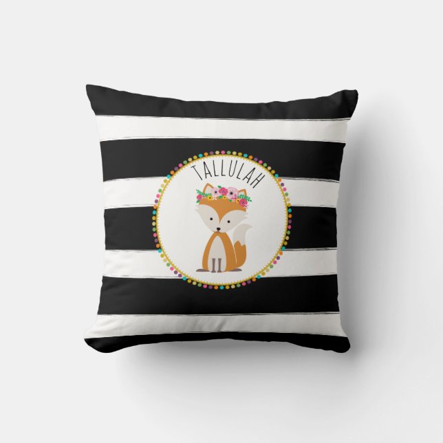 Personalised Baby Fox Stripe Pillow (Front)