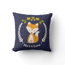 Personalised Baby Fox Wreath Pillow - Boy