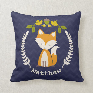 Personalised Baby Fox Wreath Pillow - Boy