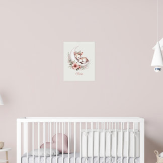 Personalised Baby Girl Deer Poster