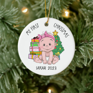Personalised Baby Girl First Christmas Ornament