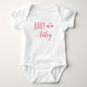 Personalised Baby girl Hearts name  Bodysuit