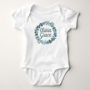 Personalised Baby Girl Name with Floral Wreath Bodysuit