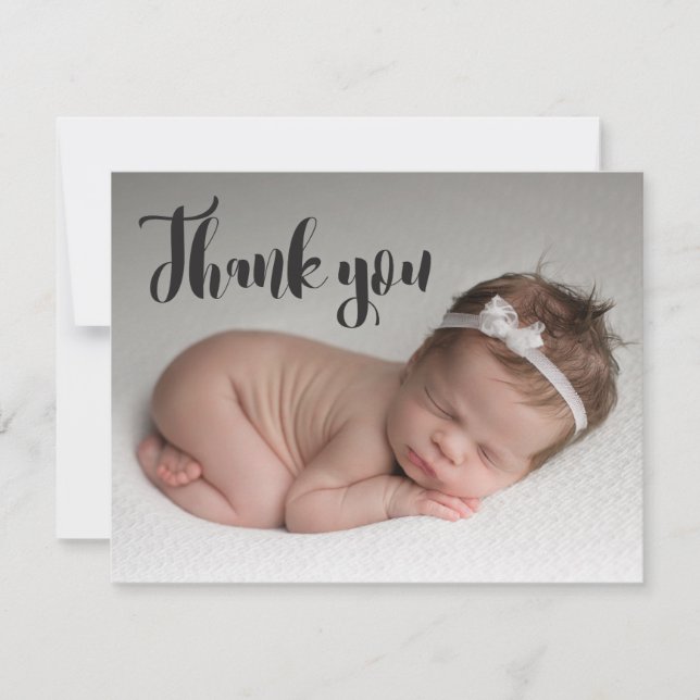 Personalised Baby Girl Photo Thank you Baptism Card (Front)