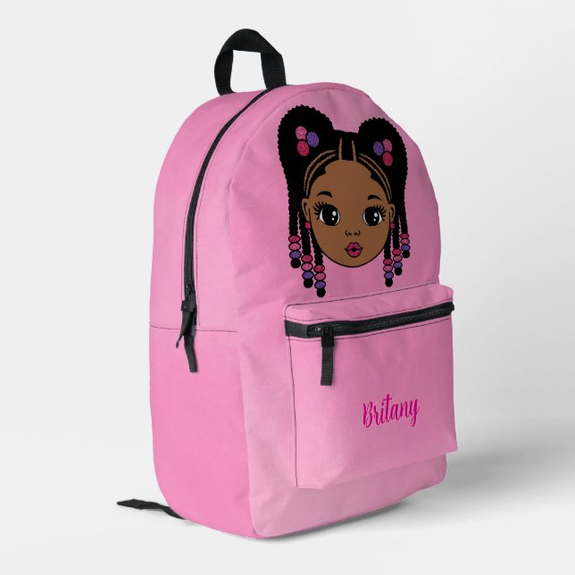 Personalised Baby Girl Pink Printed Backpack (Back Corner Left)