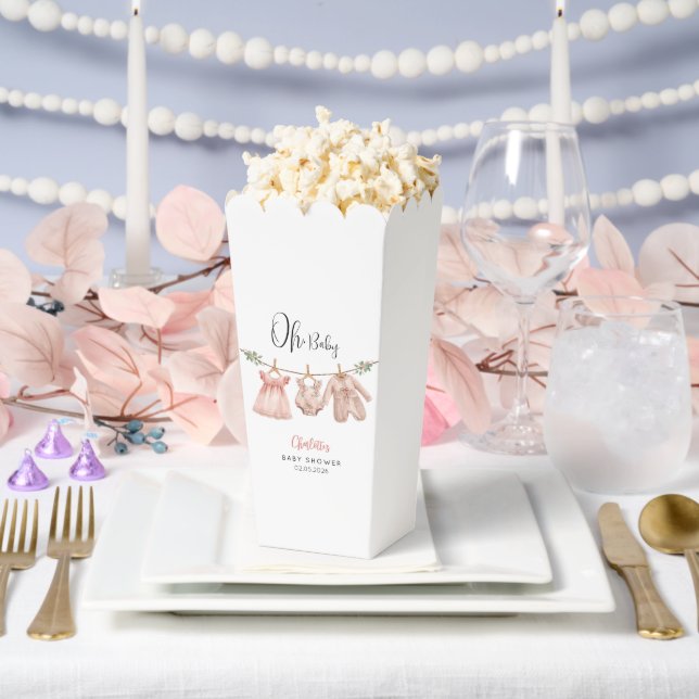 Personalised Baby Girl Popcorn Favour Box (Wedding)