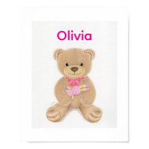 Personalised Baby Girl Teddy Bear Nursey Poster