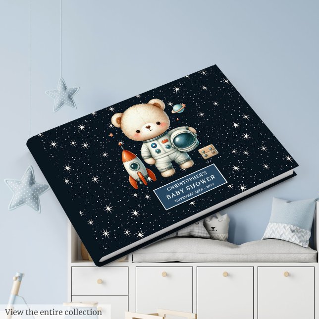 Personalised Baby Guest Book Teddy Bear Astronaut (Personalized Baby Guest Book Teddy Bear Astronaut)