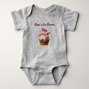 Personalised Baby Ice Cream Day Grey T-Shirt Bodysuit