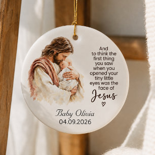 Personalised Baby Jesus First Christmas Religious Ceramic Tree Decoration