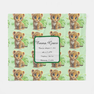 Personalised Baby Leopard Jungle Fleece Blanket