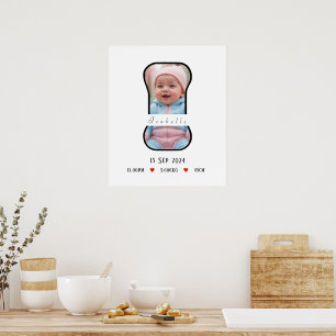 Personalised Baby Letter I With Border - Poster