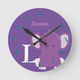 Personalised Baby Lilac Round Clock